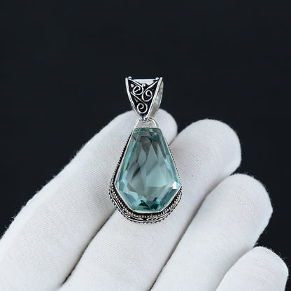 Aquamarine Gemstone Coffin Pendant