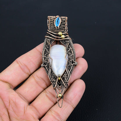 Blue Rainbow Moonstone Gemstone Pendant