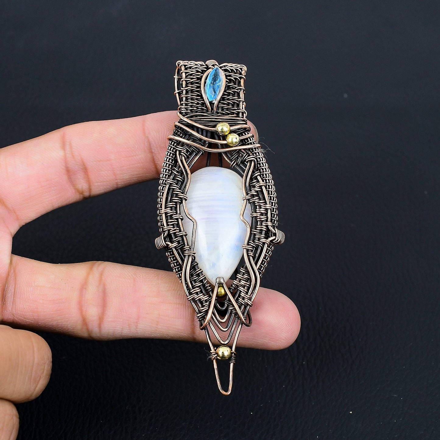 Blue Rainbow Moonstone Gemstone Pendant