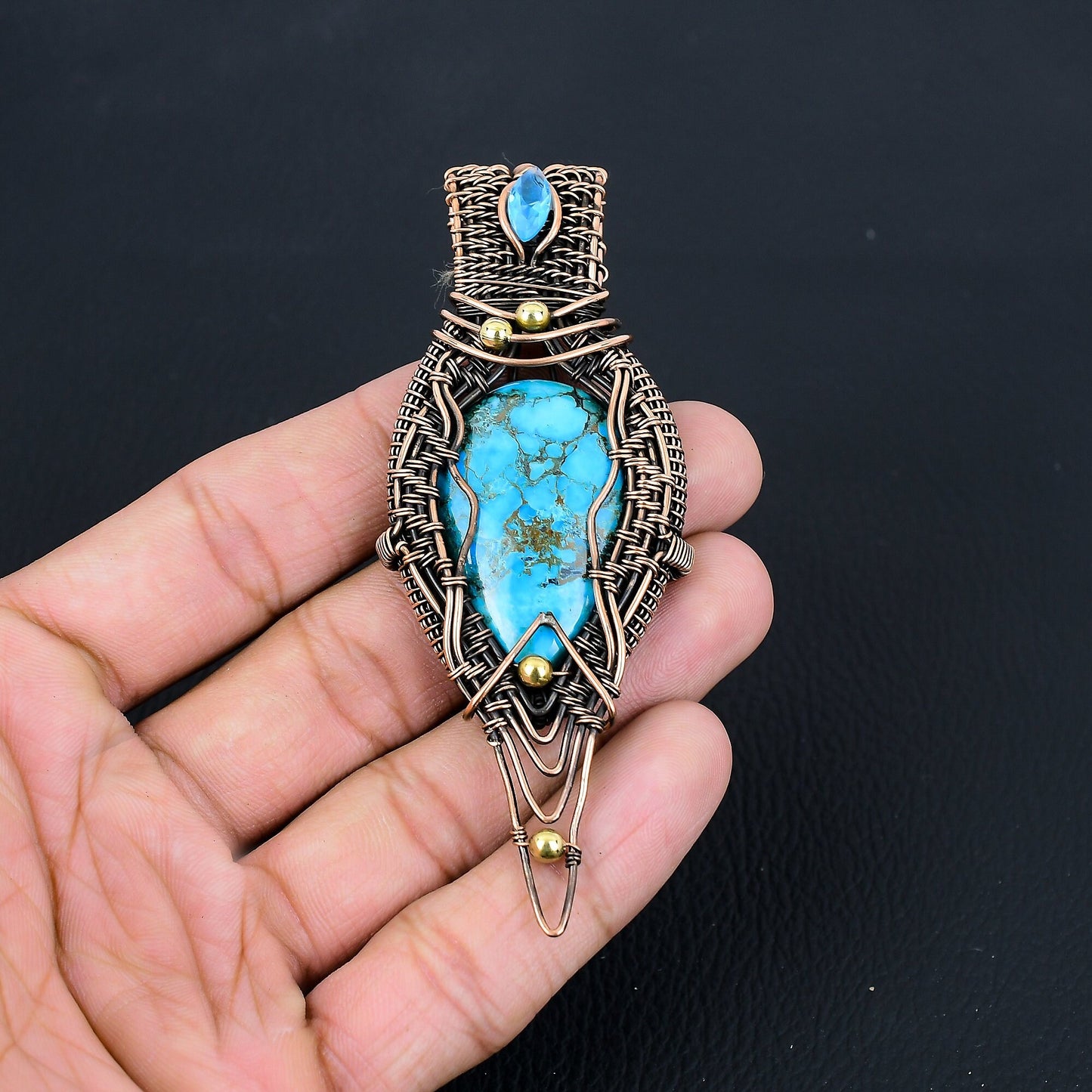 Turquoise Gemstone Wire Wrapped Pendant