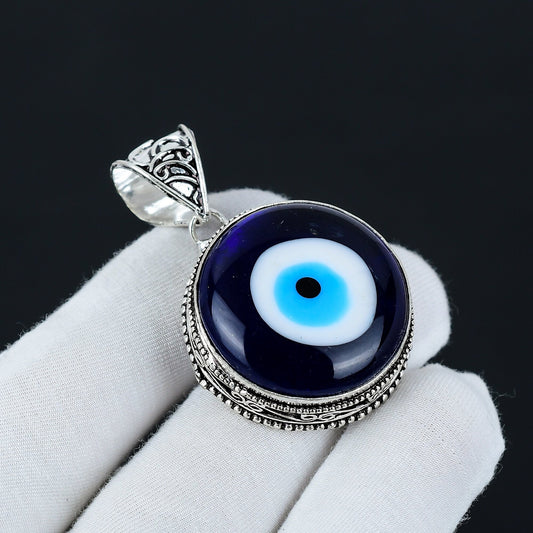 Blue Evil Eye Gemstone Pendant