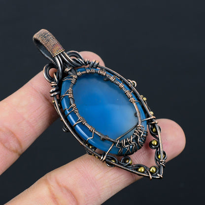 Blue Chalcedony Gemstone Pendant