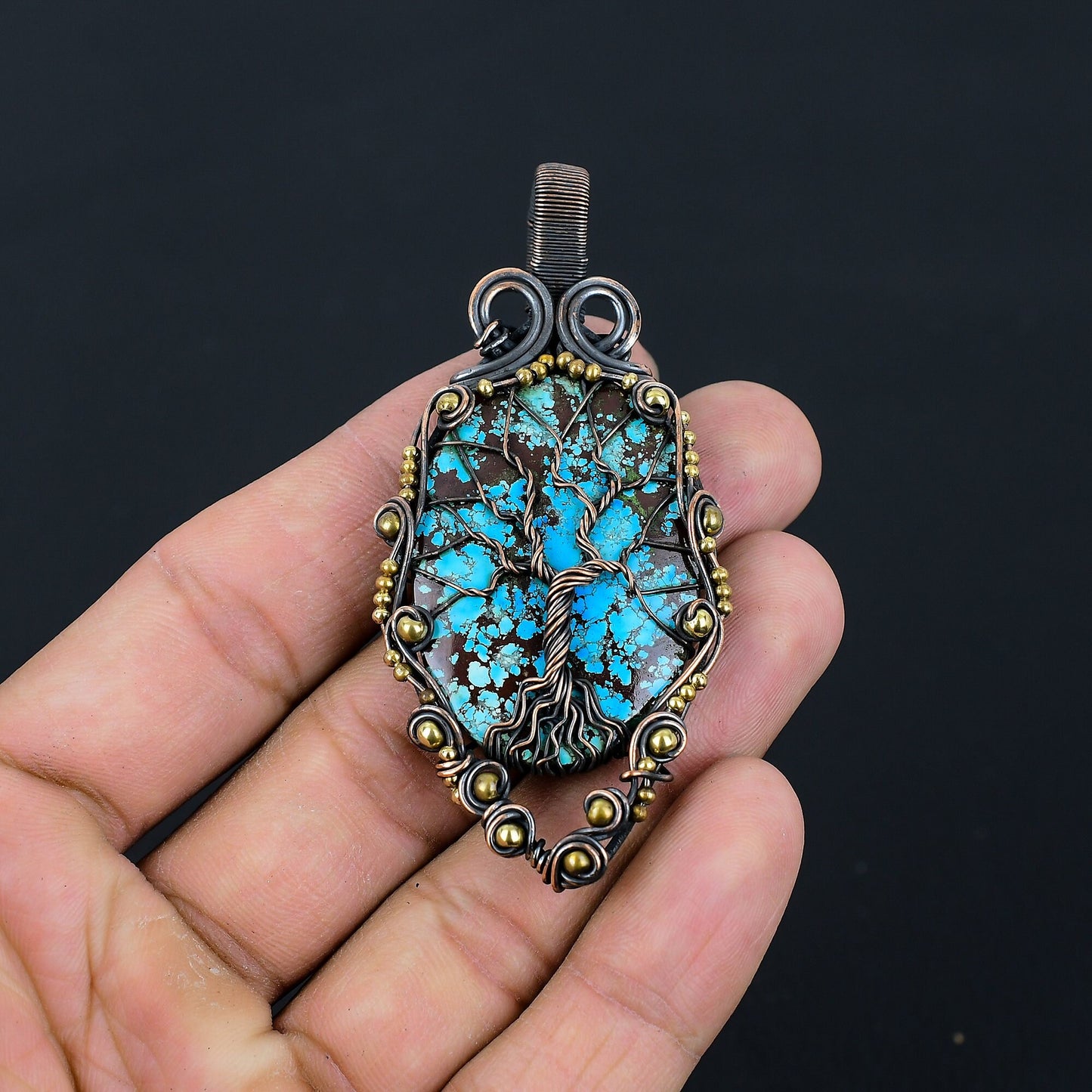 Turquoise Gemstone Tree of Life Pendant