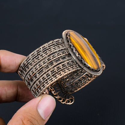 Brown Tiger Eye Gemstone Cuff Bracelet