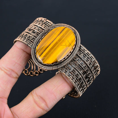 Brown Tiger Eye Gemstone Cuff Bracelet