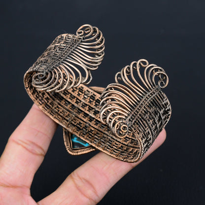 Turquoise Gemstone Copper Cuff Bracelet
