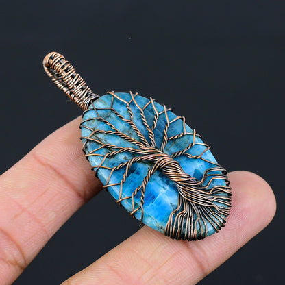 Neon Blue Apatite Gemstone Pendant