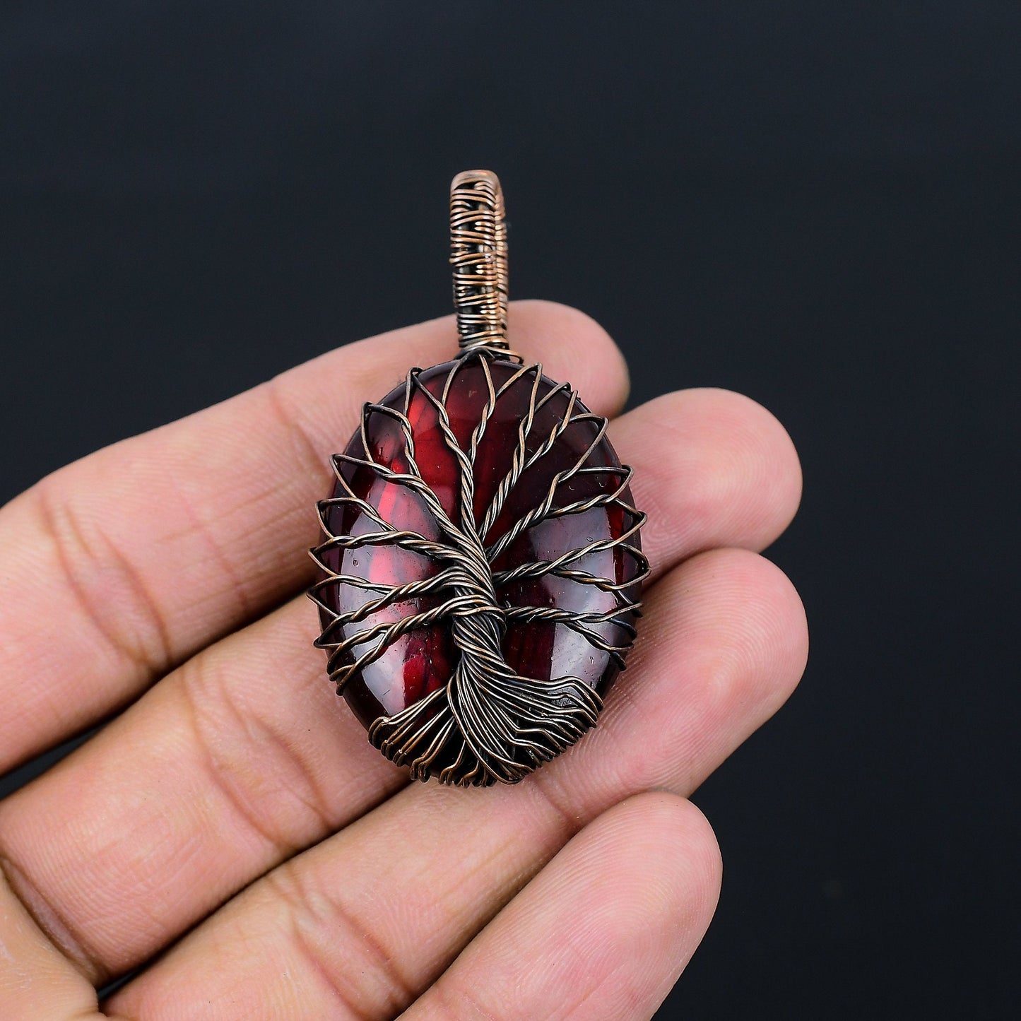 Red Flash Labradorite Gemstone Pendant