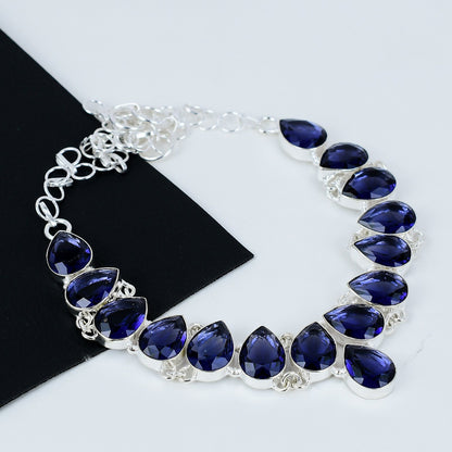 Blue Tanzanite Gemstone Silver Necklace