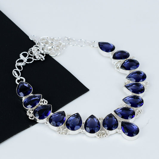 Blue Tanzanite Gemstone Silver Necklace