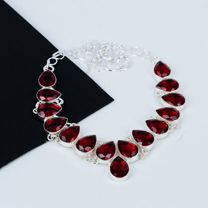 Red Garnet Sterling Silver Necklace
