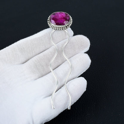 Ruby Gemstone Hair Bun Pin