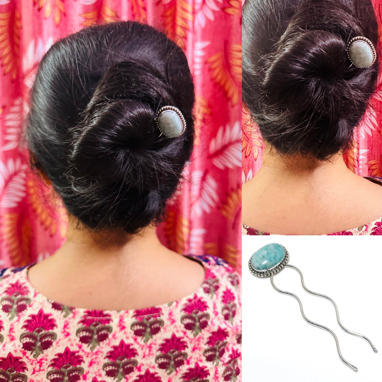 Green Amazonite Gemstone Hair Pin
