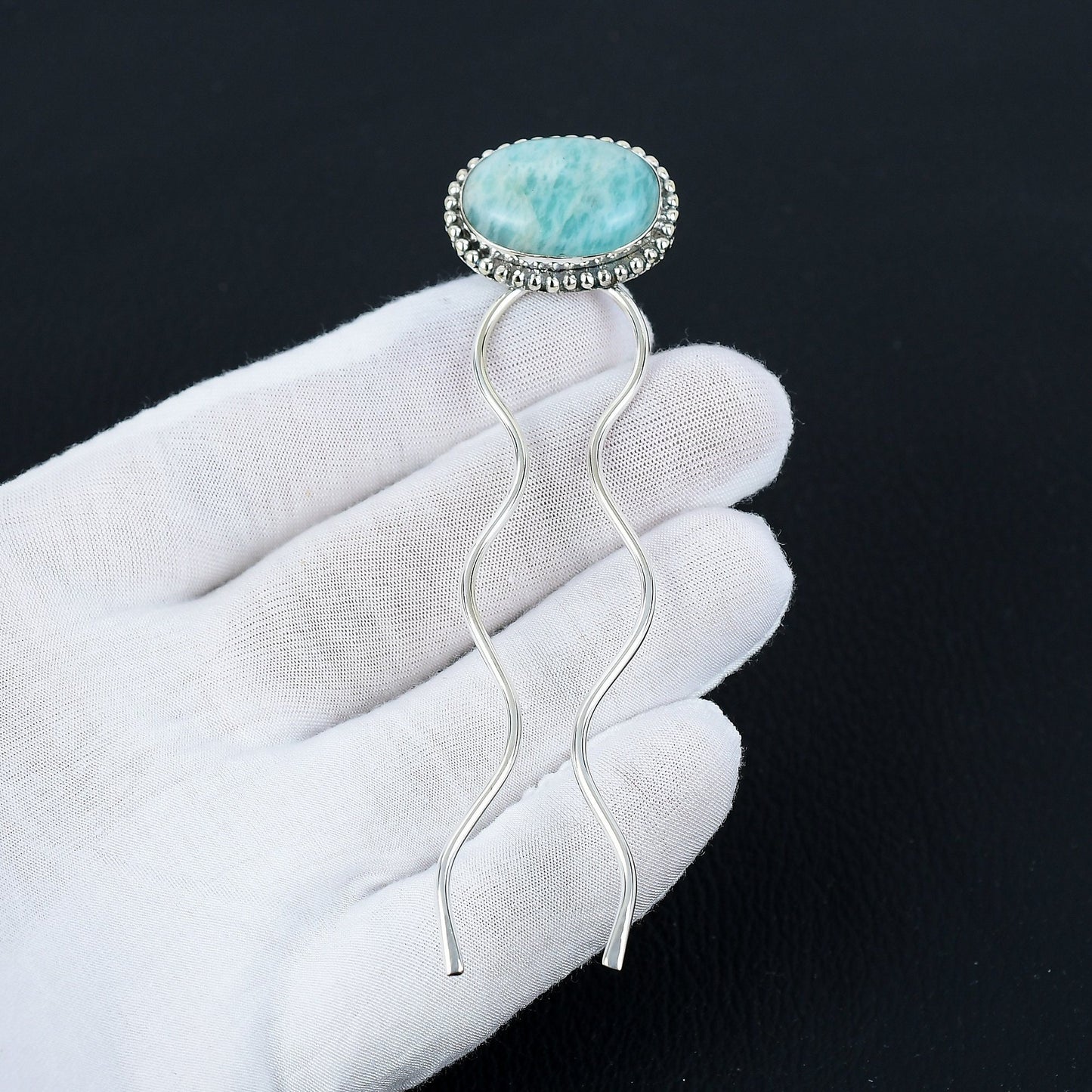 Green Amazonite Gemstone Hair Pin