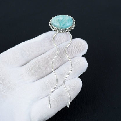 Green Amazonite Gemstone Hair Pin