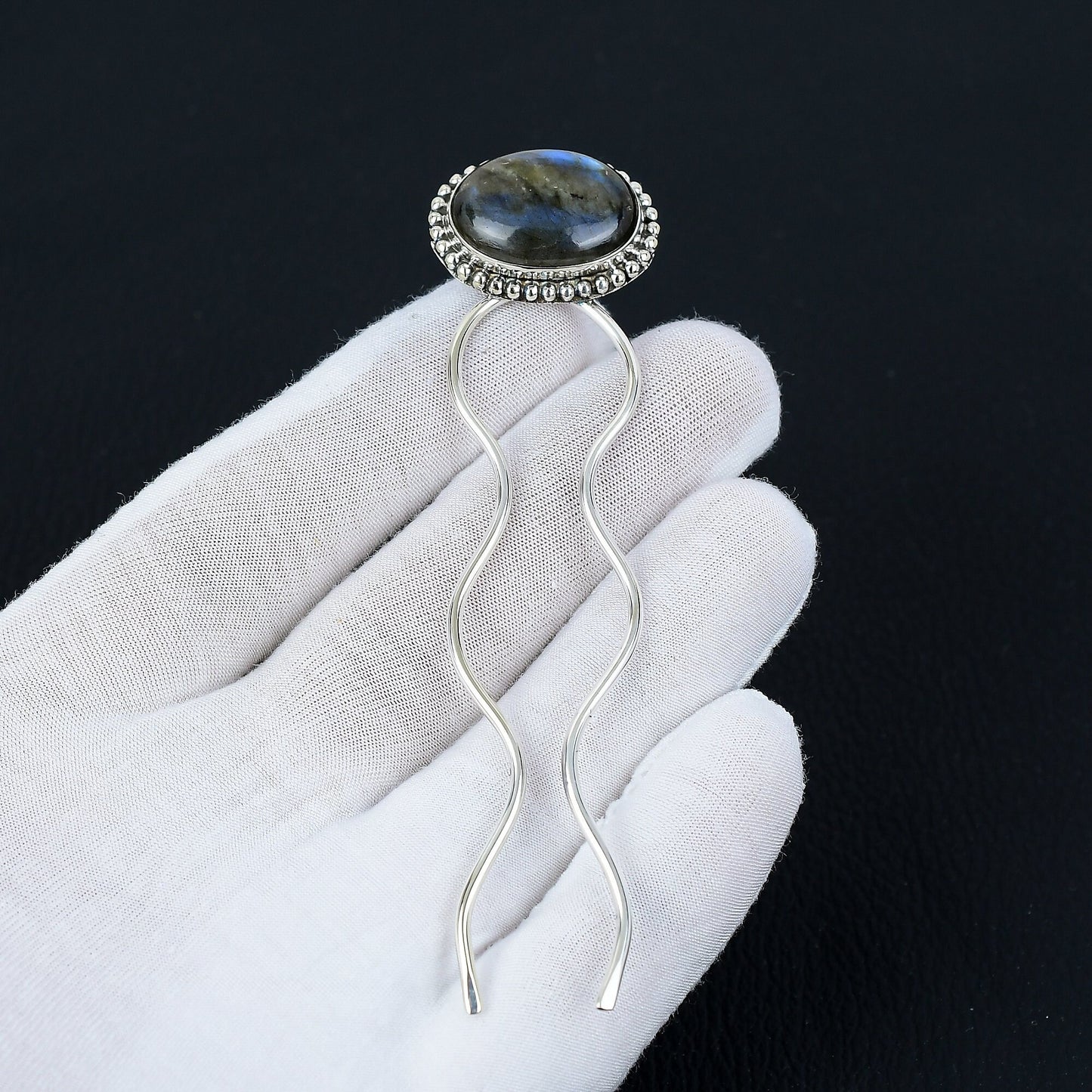 Blue Labradorite Gemstone Hair Pin