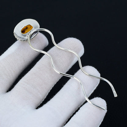 Amber Gemstone Hair Bun Pin