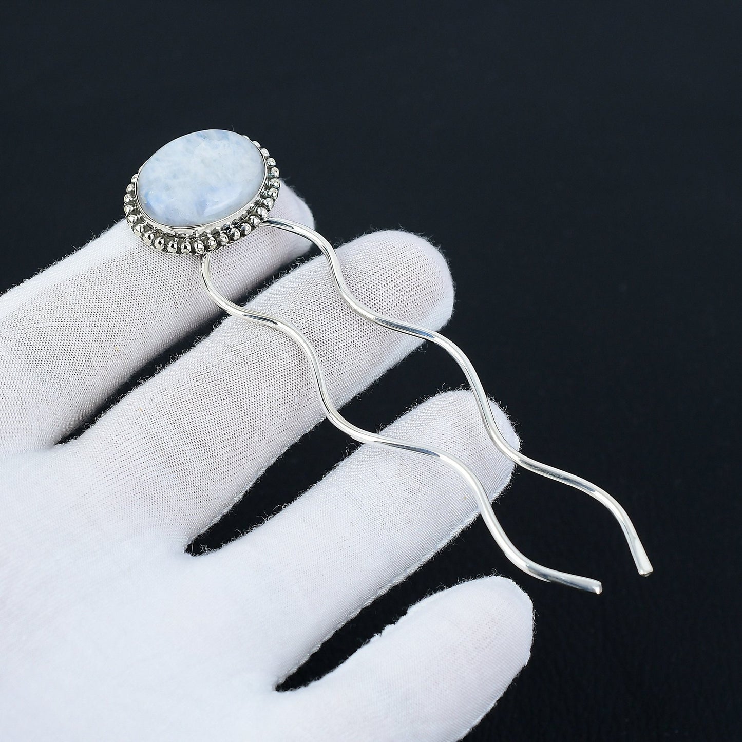 White Moonstone Gemstone Hair Pin