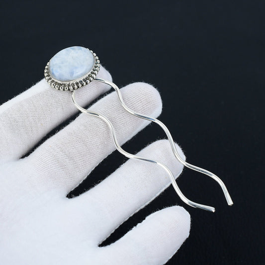 White Moonstone Gemstone Hair Pin