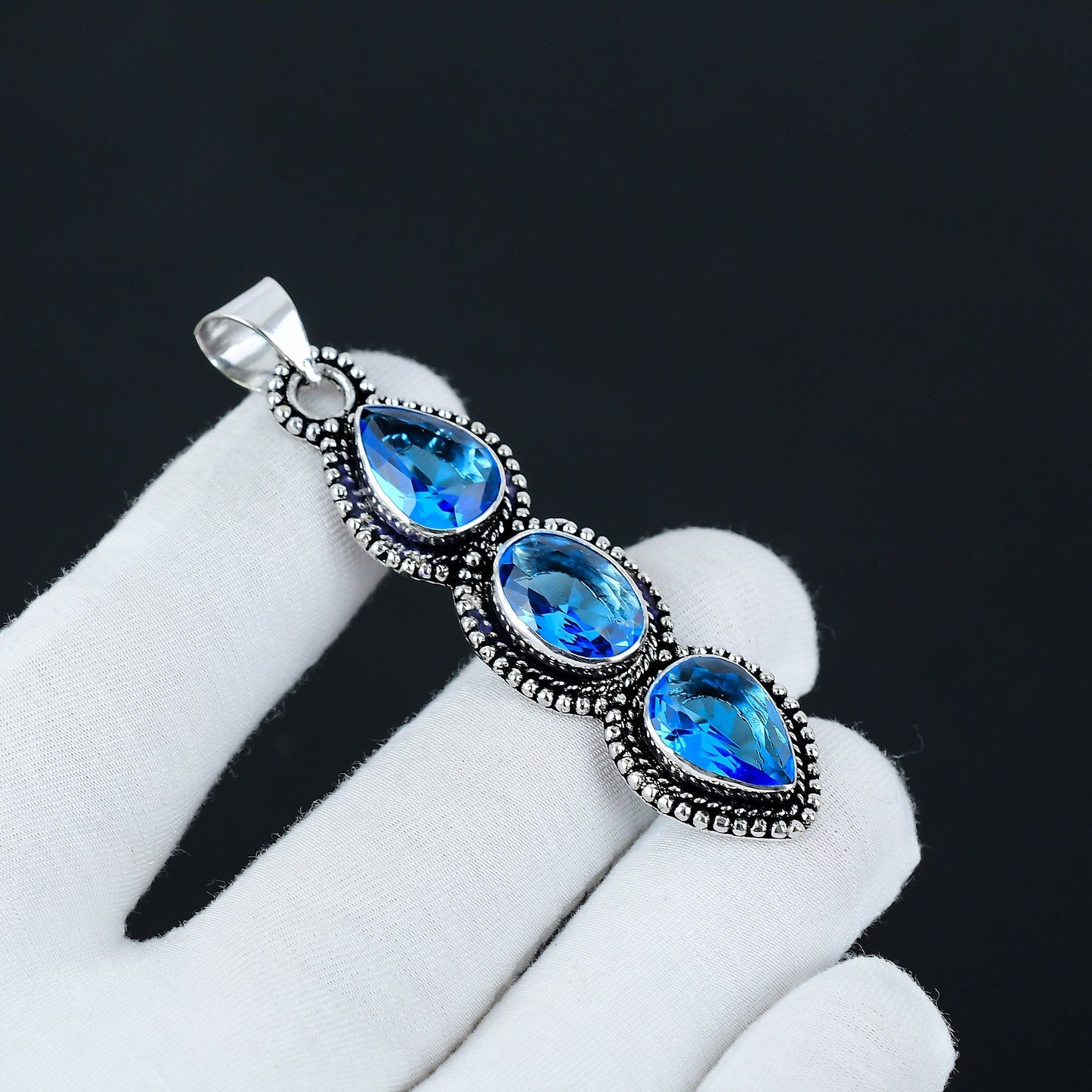 Swiss Blue Topaz Gemstone Pendant
