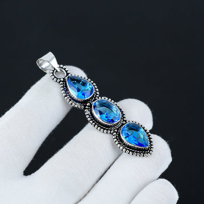 Swiss Blue Topaz Gemstone Pendant