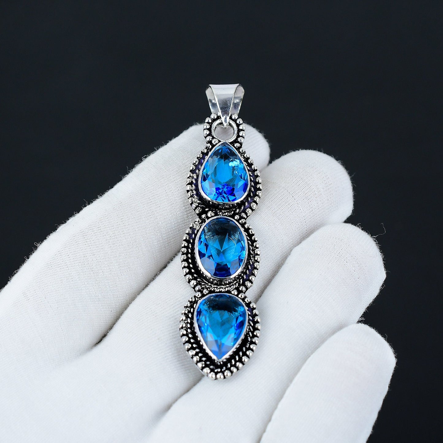 Swiss Blue Topaz Gemstone Pendant