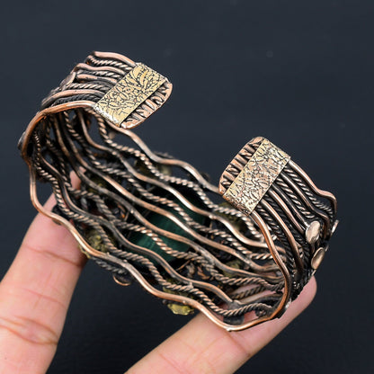 Green Malachite Gemstone Cuff Bracelet