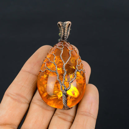 Golden Amber Gemstone Pendant