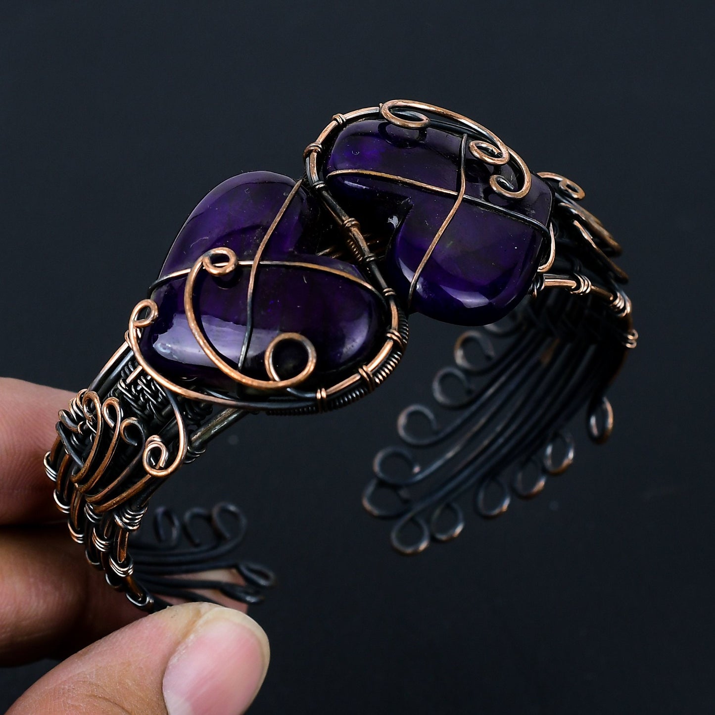 Purple Labradorite Gemstone Heart Bangle
