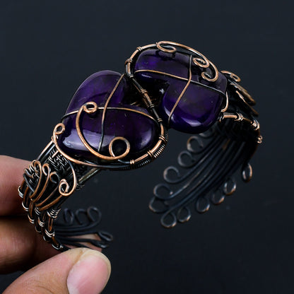 Purple Labradorite Gemstone Heart Bangle