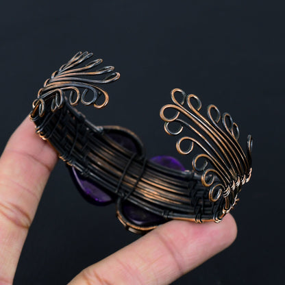 Purple Labradorite Gemstone Heart Bangle