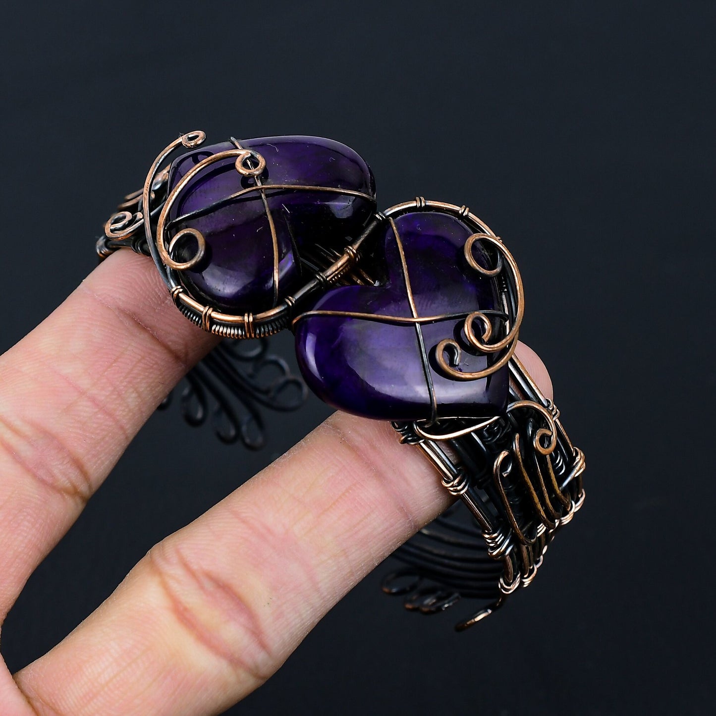 Purple Labradorite Gemstone Heart Bangle