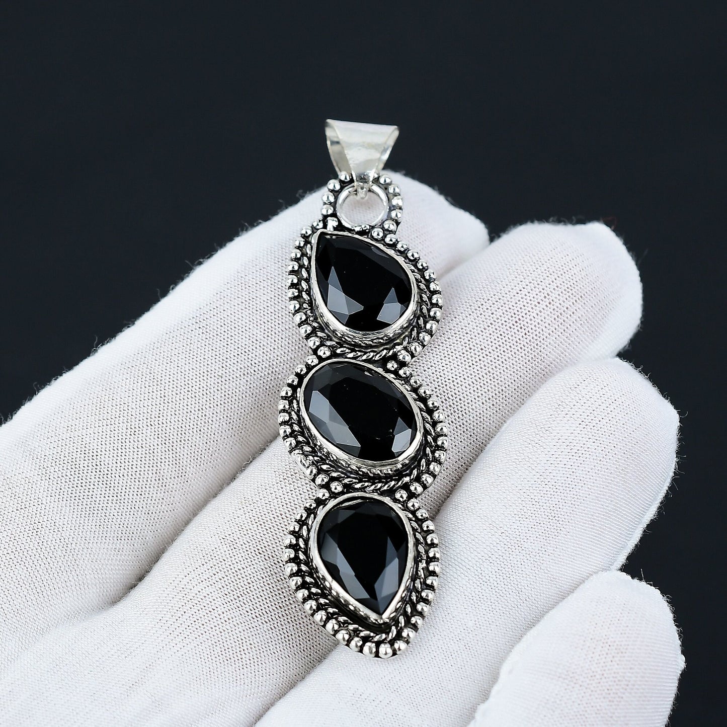 Black Spinel Sterling Silver Pendant