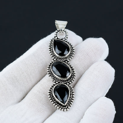 Black Spinel Sterling Silver Pendant