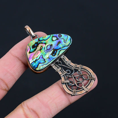 Iridescent Abalone Gemstone Copper Pendant