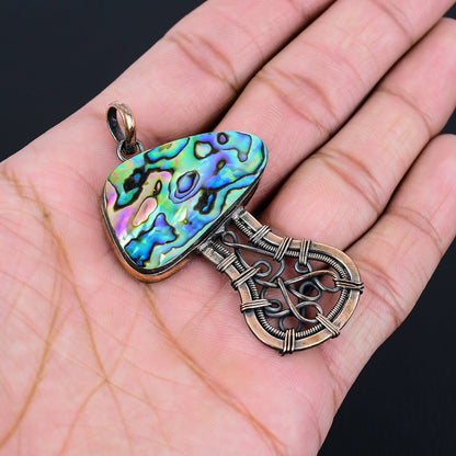 Iridescent Abalone Gemstone Copper Pendant