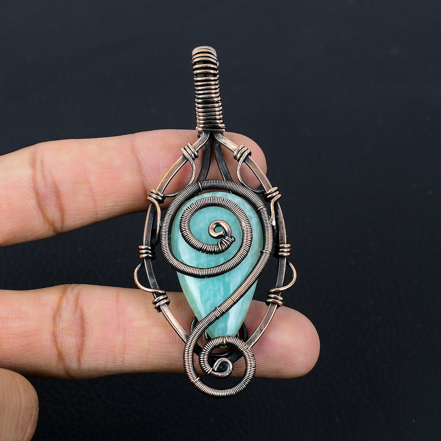 Blue-Green Amazonite Gemstone Pendant
