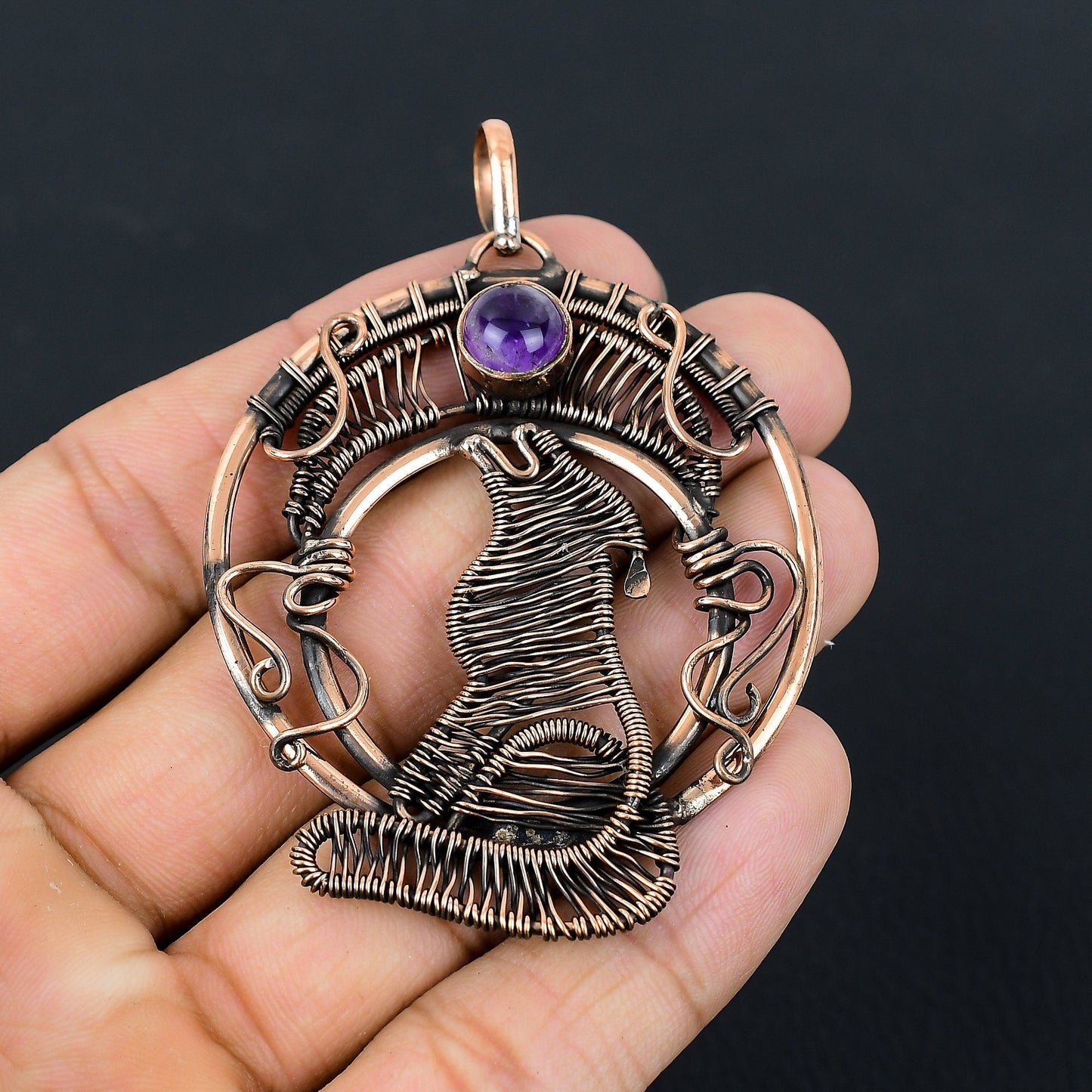 Purple Amethyst Gemstone Wolf Pendant