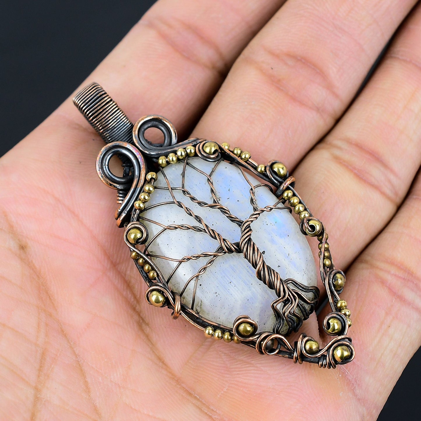 Copper Moonstone Gemstone Pendant