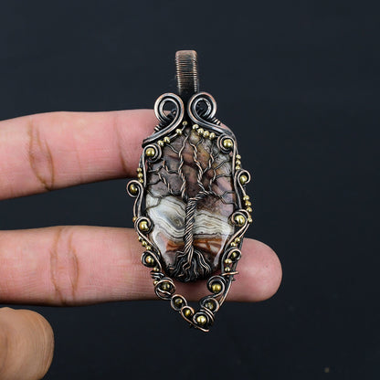 Multicolor Crazy Lace Agate Gemstone Pendant