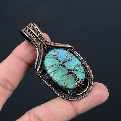 Blue Triplet Opal Gemstone Pendant