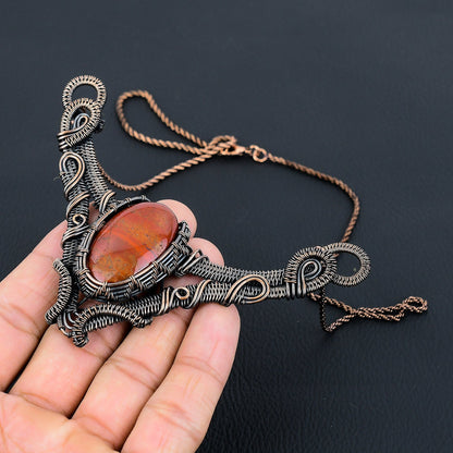 Red Jasper Gemstone Copper Pendant