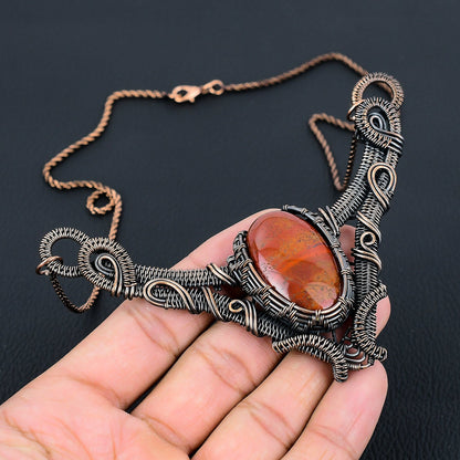 Red Jasper Gemstone Copper Pendant