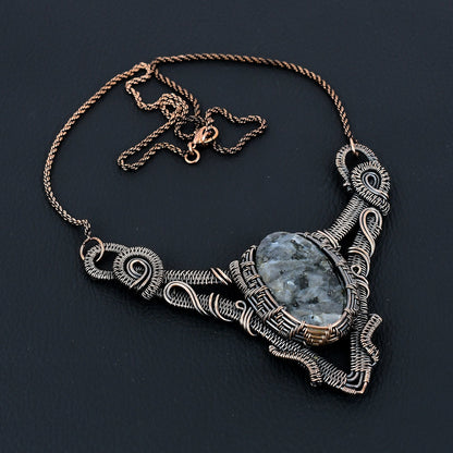 Grey Larvikite Gemstone Pendant Necklace