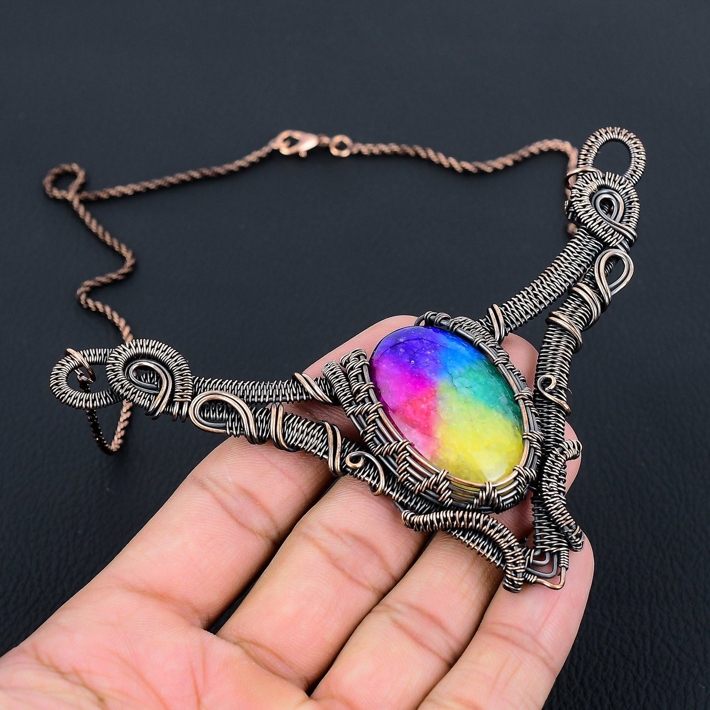Rainbow Solar Quartz Gemstone Necklace