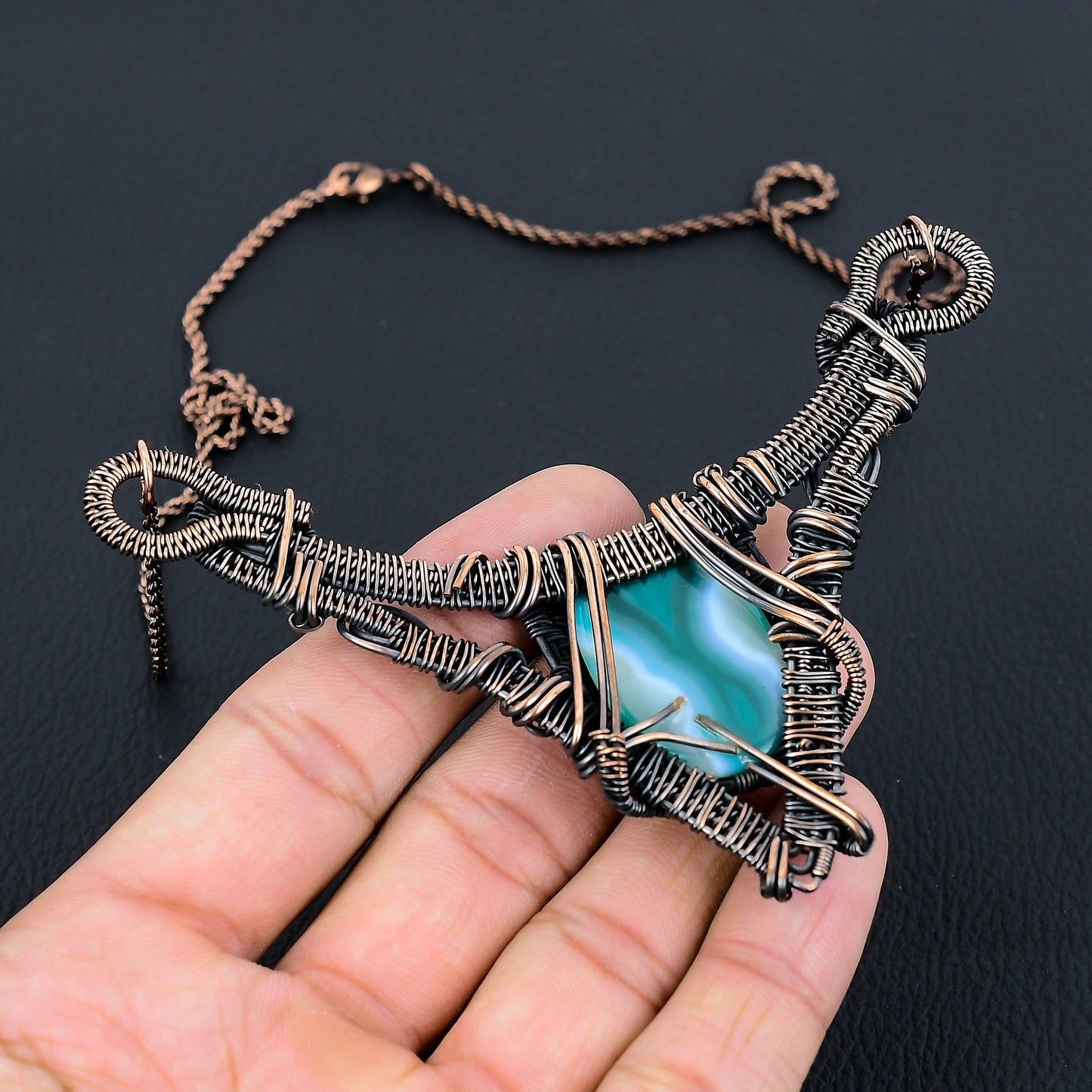Blue Botswana Agate Gemstone Necklace