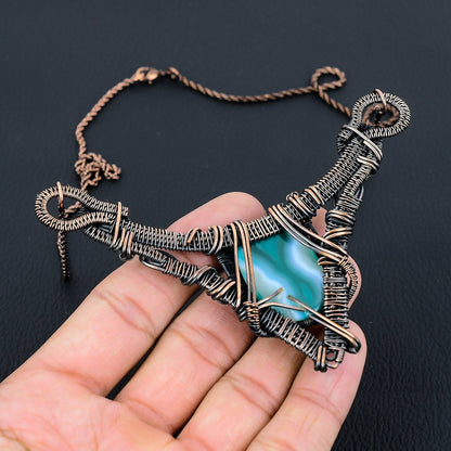 Blue Botswana Agate Gemstone Necklace