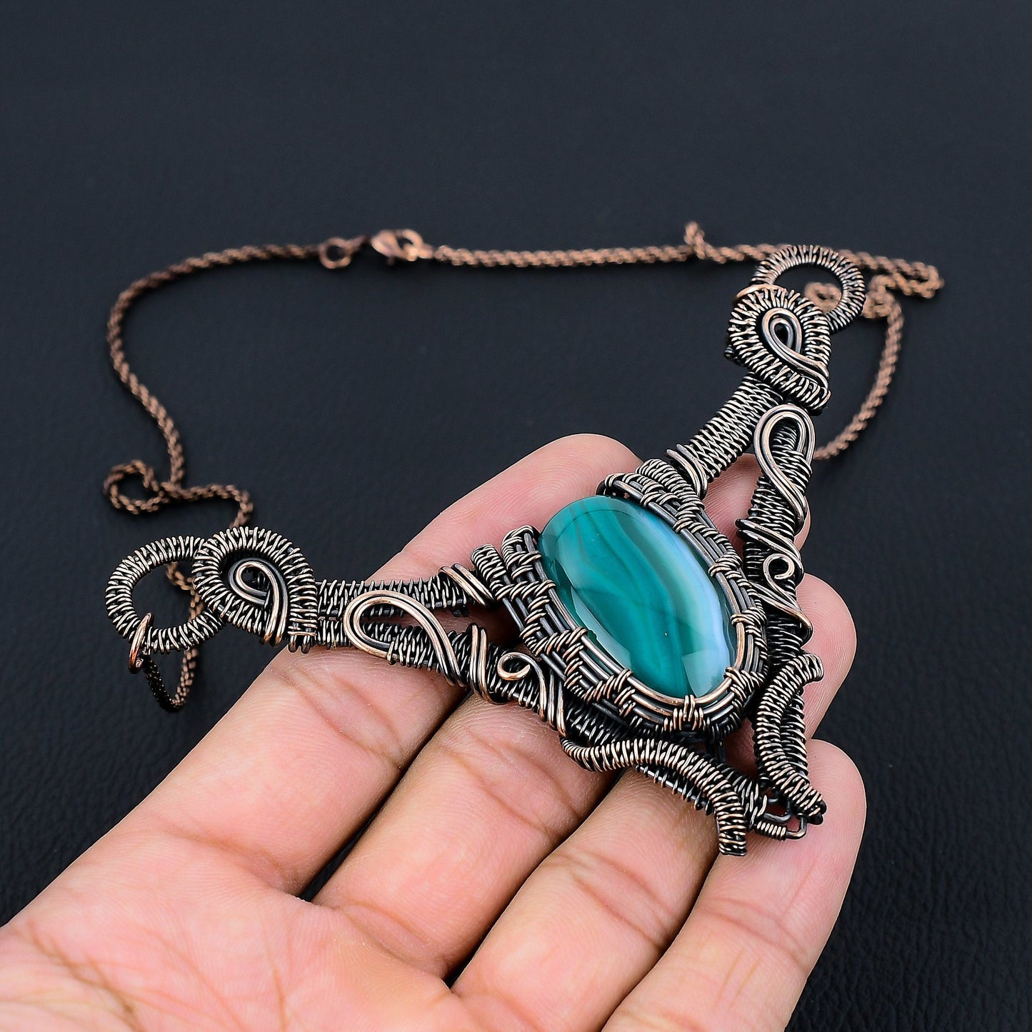Blue Botswana Agate Gemstone Necklace