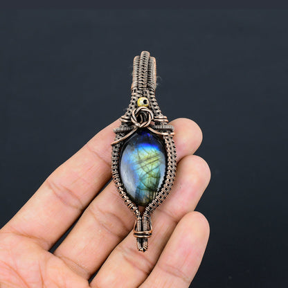 Blue-Green Labradorite Gemstone Pendant