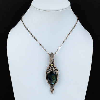 Blue-Green Labradorite Gemstone Pendant